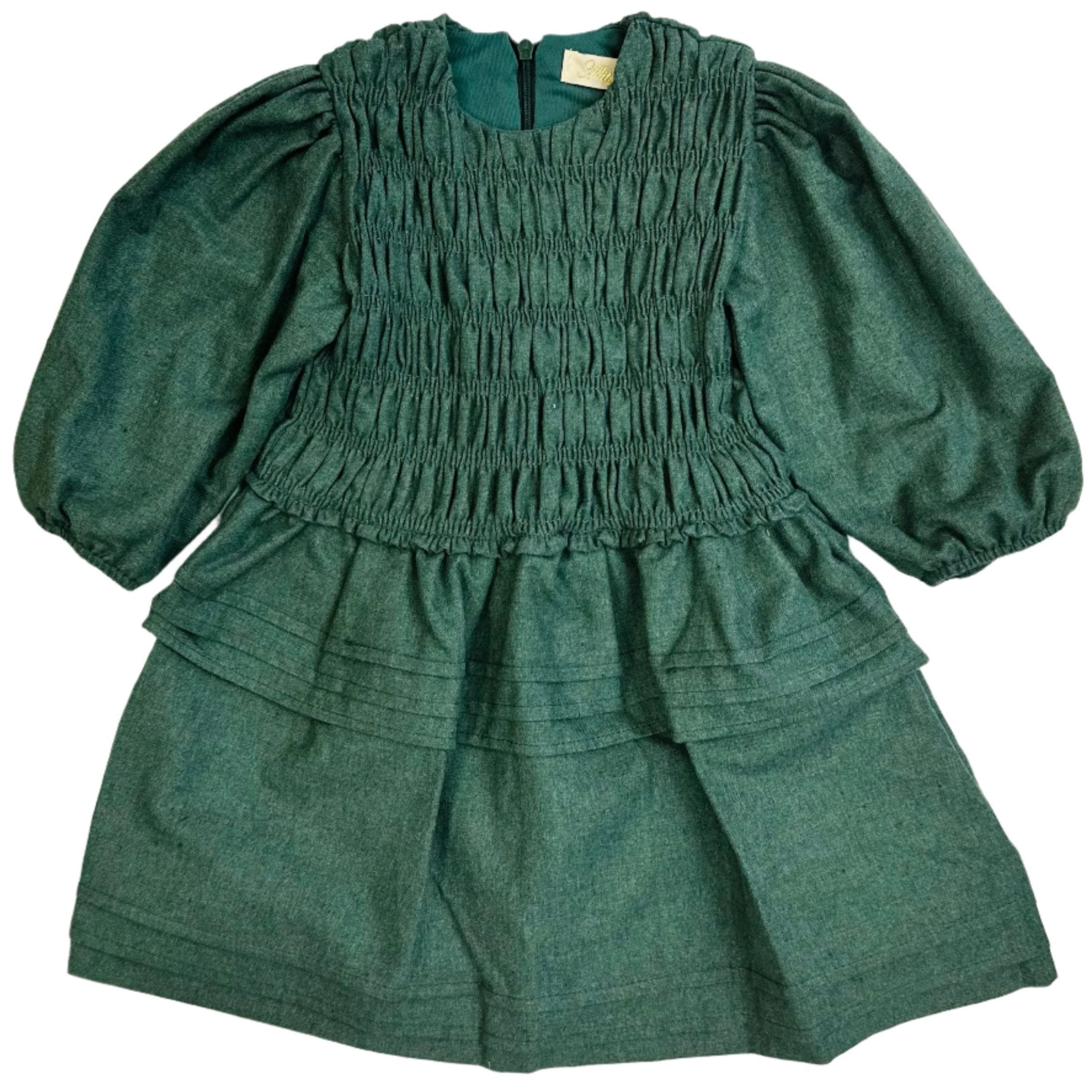 wooly green smocked dress