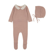 Embroidered Knit Collar Footie