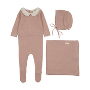 Embroidered Knit Collar Layette Set