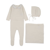 Embroidered Knit Collar Layette Set