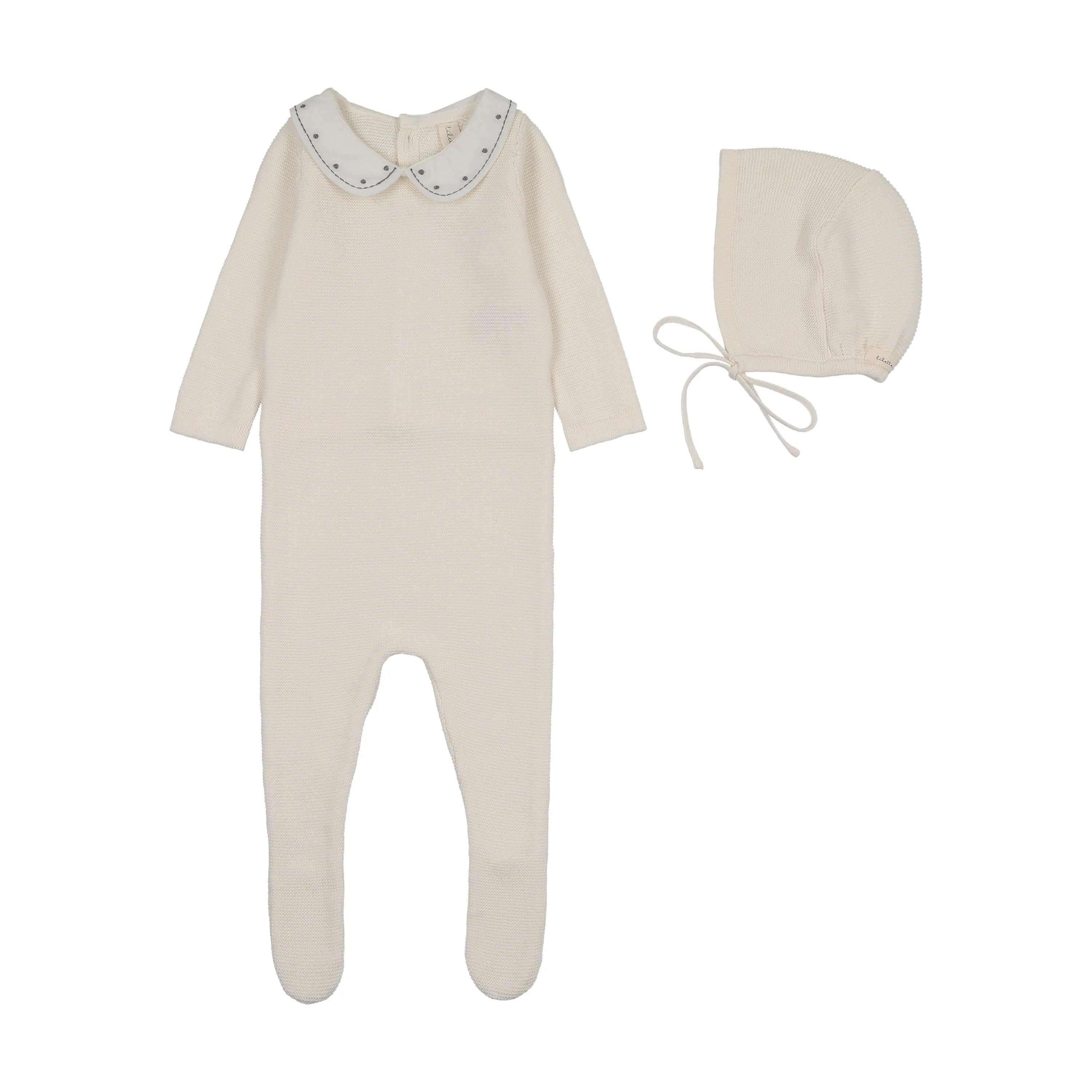Embroidered Knit Collar Footie
