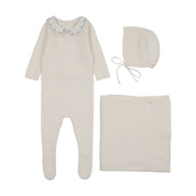 Embroidered Knit Collar Layette Set