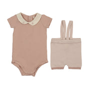 Two tone knit suspender set