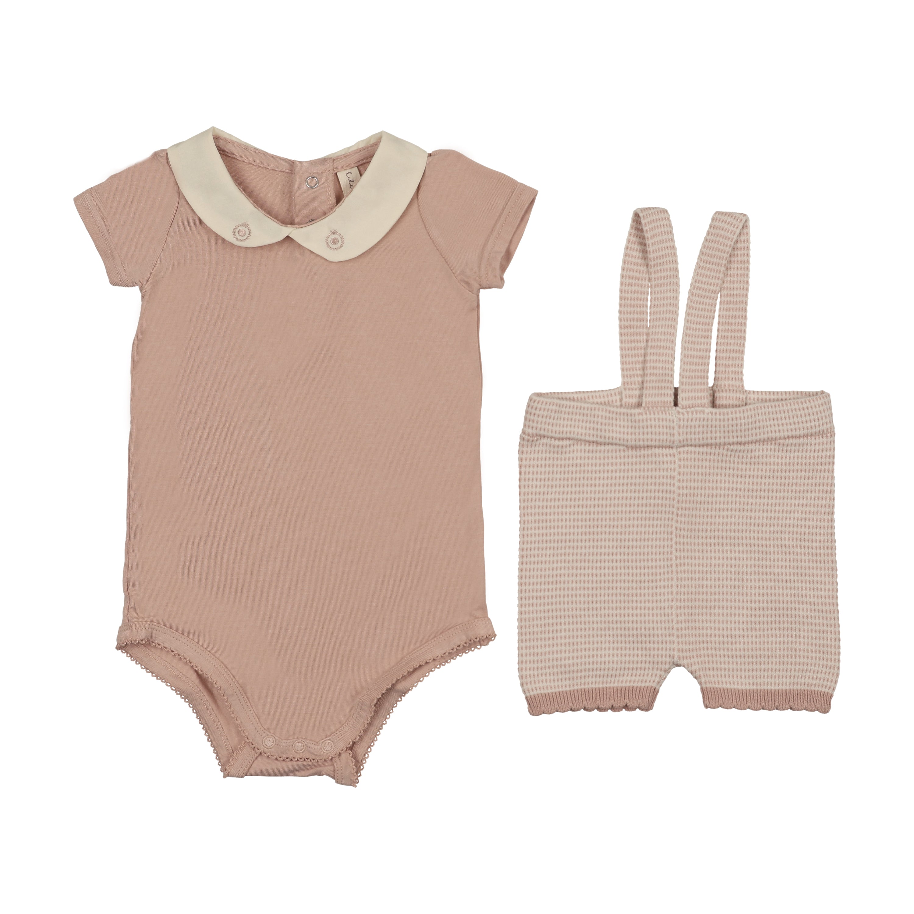 Two tone knit suspender set