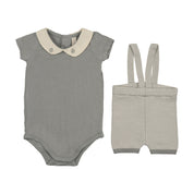 Two tone knit suspender set