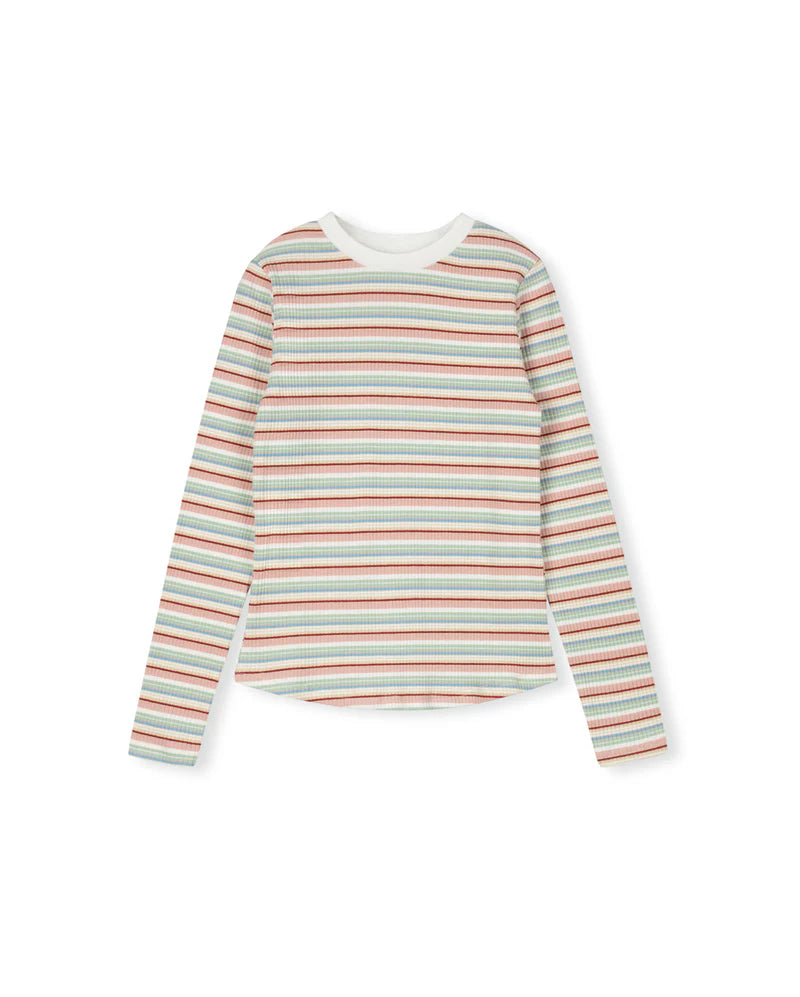 multi striped ribbed tee
