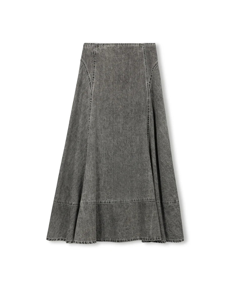 denim stitch maxi skirt