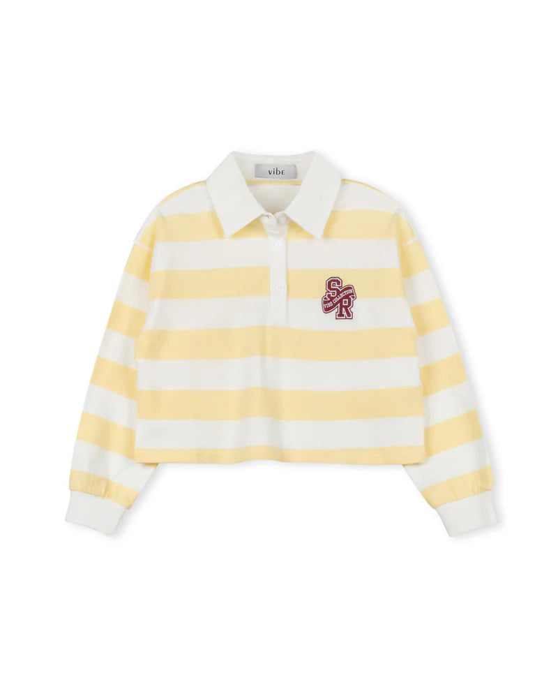 Cropped striped polo tee