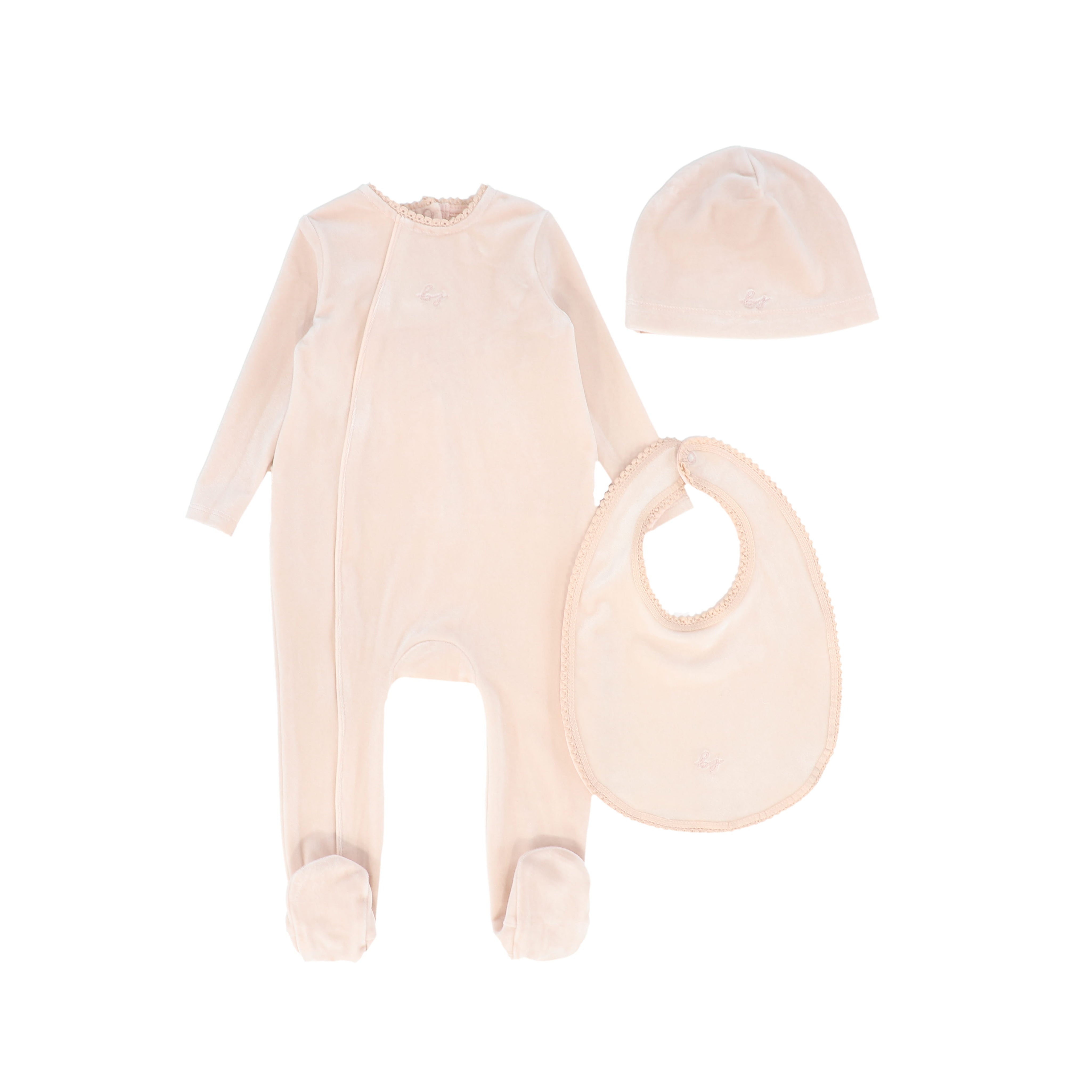 Velour collar footie and bib