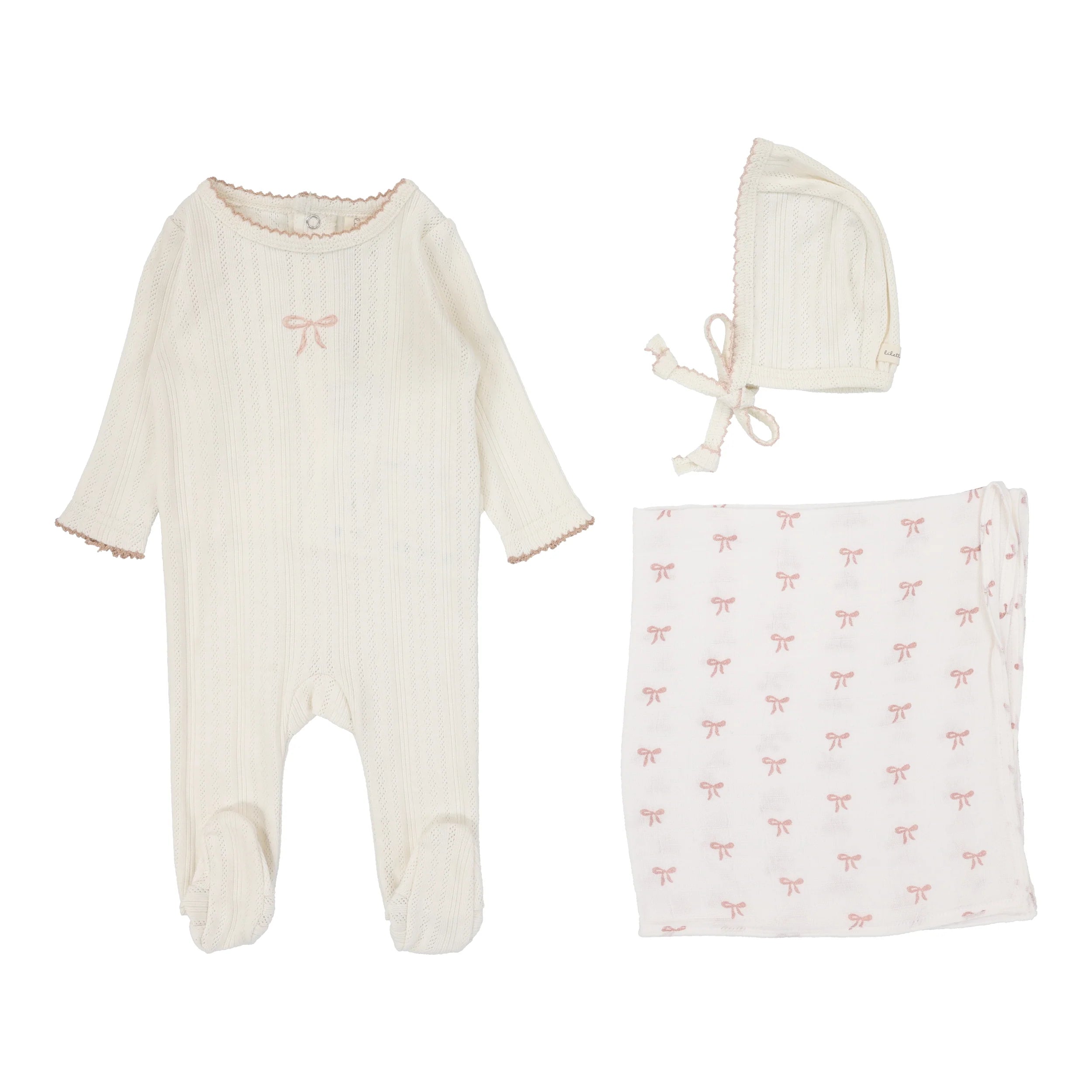 Pointelle graphic layette set