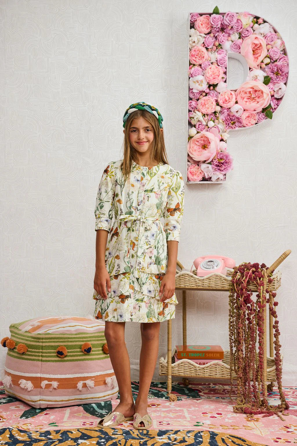 Ivory Butterfly Print Dress